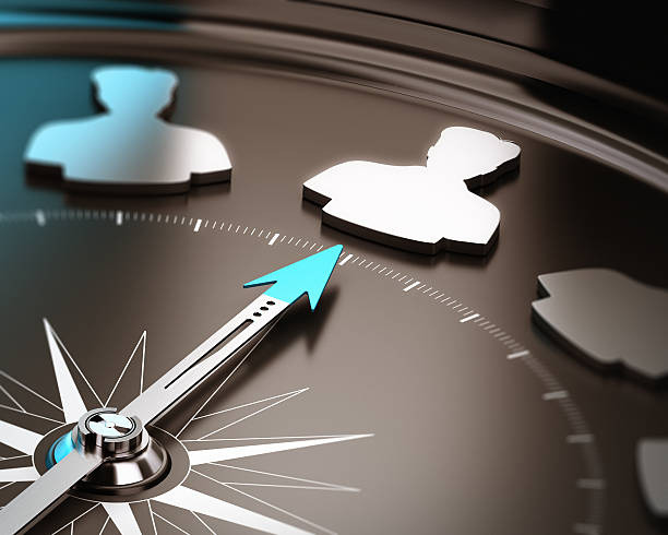 compass pointing at a user icon
